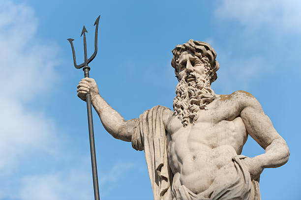 istock A statue of Neptune with a blue sky and clouds 110861355