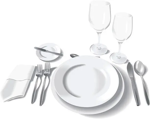 Vector illustration of Formal place setting isolated on white - vector