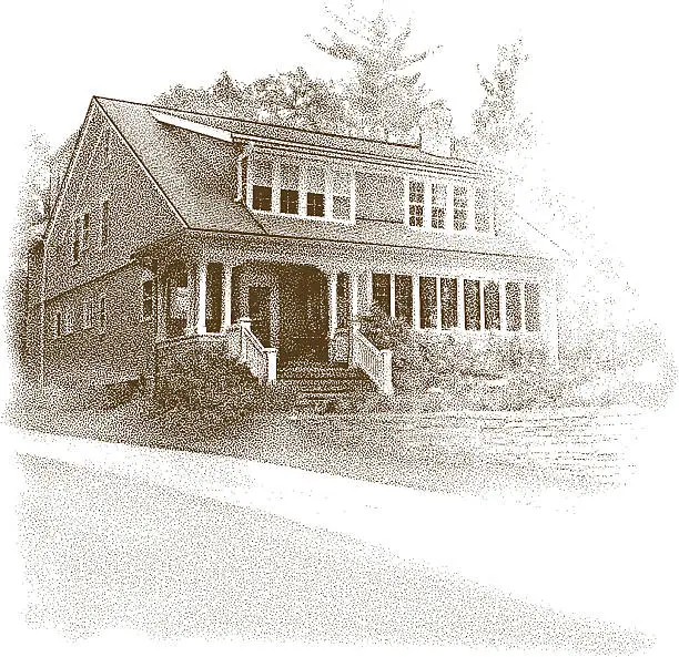 Vector illustration of Family Home Mezzotint