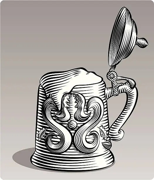 Vector illustration of Etched Style Beer Stein