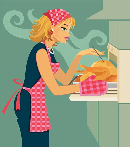 Vector illustration of Thanksgiving dinner is almost ready