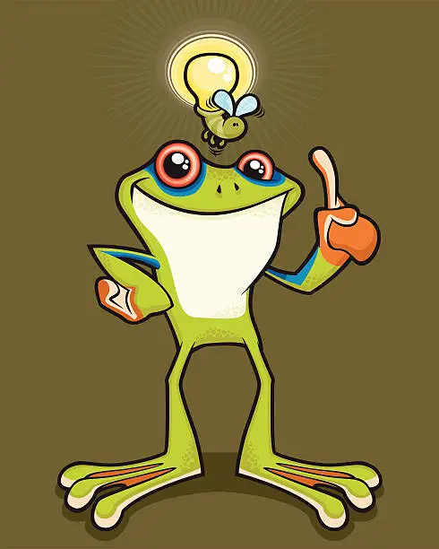 Vector illustration of Tree Frog With A Bright Idea