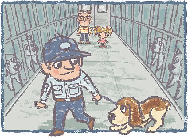 Vector illustration of Stray dog asylum
