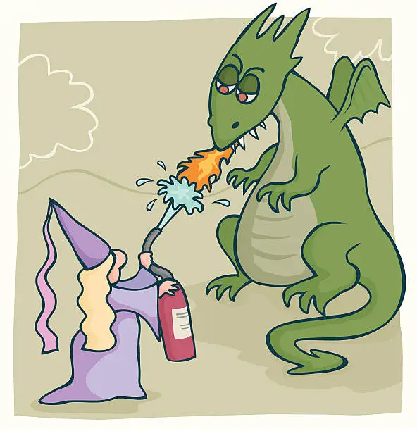 Vector illustration of Dragon Fire Extinguisher