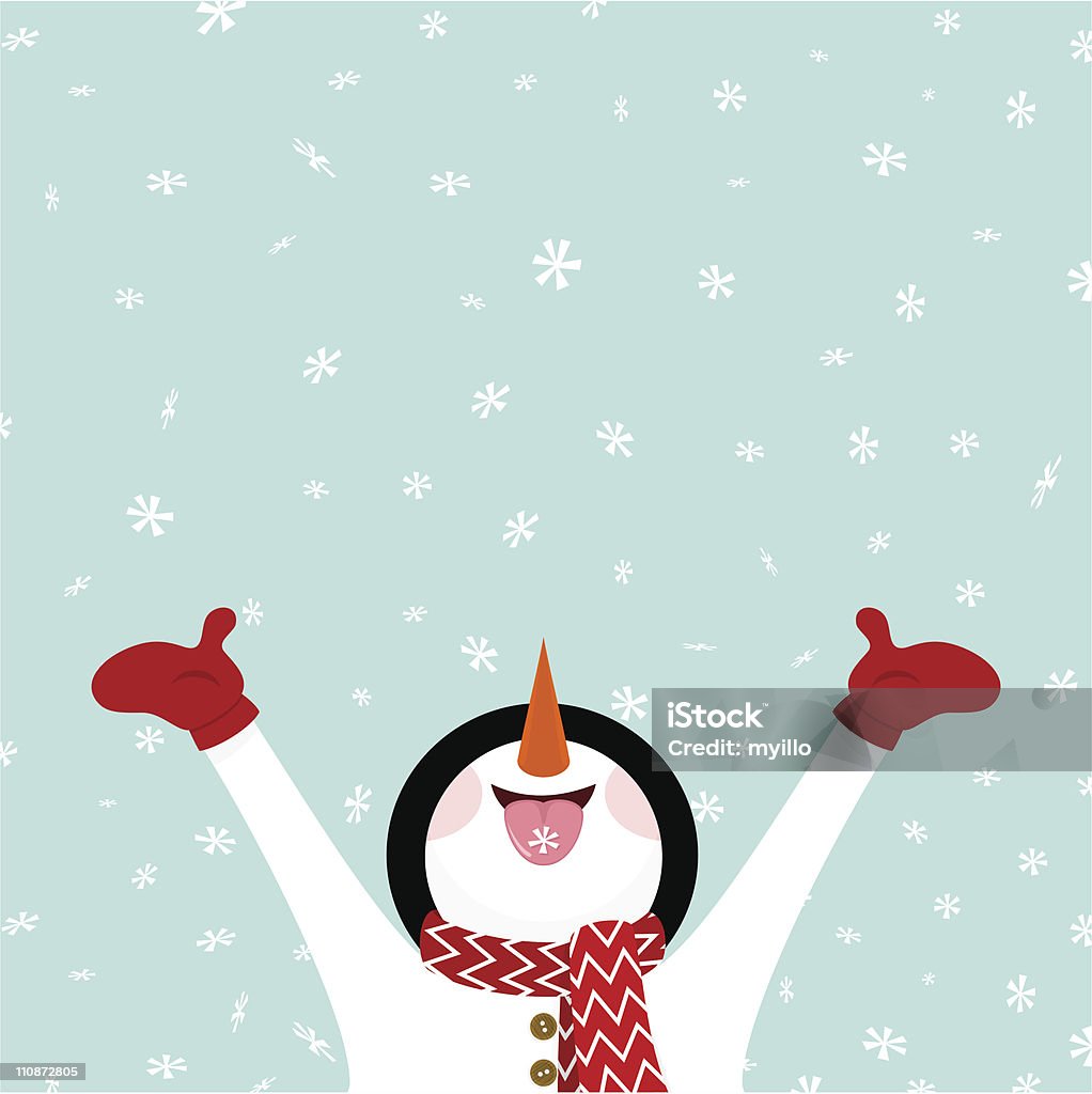 Snowman eating snowflakes / Let it snow illustration vector http://i681.photobucket.com/albums/vv179/myistock/snow.jpg Winter stock vector