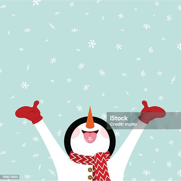 Snowman Eating Snowflakes Let It Snow Illustration Vector Stock Illustration - Download Image Now
