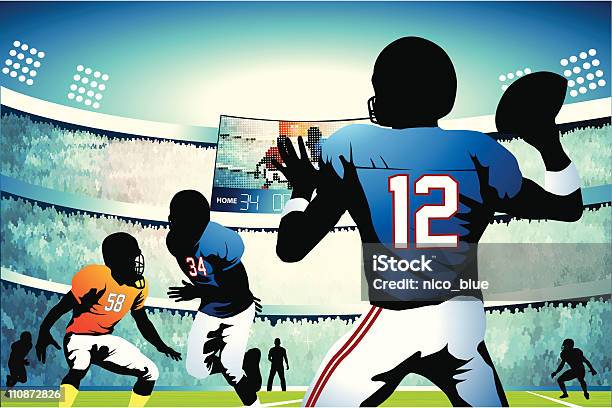 Rozgrywający Konfigurowanie Pass - Stockowe grafiki wektorowe i więcej obrazów Futbol amerykański - Futbol amerykański, Piłka do futbolu amerykańskiego, Rozgrywający - Zawodnik futbolu amerykańskiego