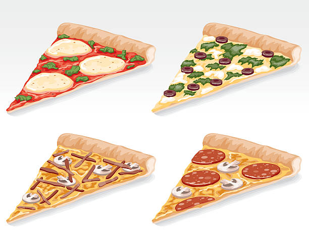 ilustrações de stock, clip art, desenhos animados e ícones de fatias de pizza - white background freshness spinach vegetable