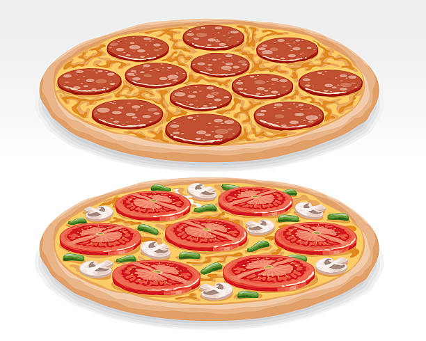 ilustraciones, imágenes clip art, dibujos animados e iconos de stock de las pizzas - white background food close up studio shot