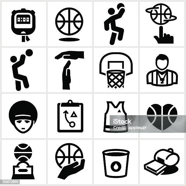 블랙 베스킷볼 아이콘 농구-팀 스포츠에 대한 스톡 벡터 아트 및 기타 이미지 - 농구-팀 스포츠, 농구공, 농구 선수