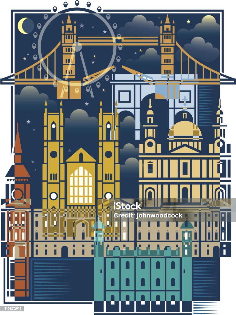 ロンドンの夜 - タワーブリッジのロイヤリティフリーベクトルアート