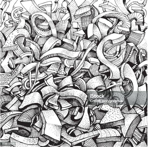 Abstract Doodles In Black And White Stock Illustration - Download Image Now - Graffiti, Backgrounds, Doodle