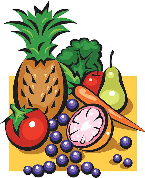 Vector illustration of Fruits and vegetables