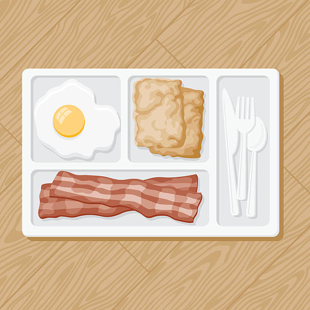 tv śniadanie - breakfast bacon food tray stock illustrations