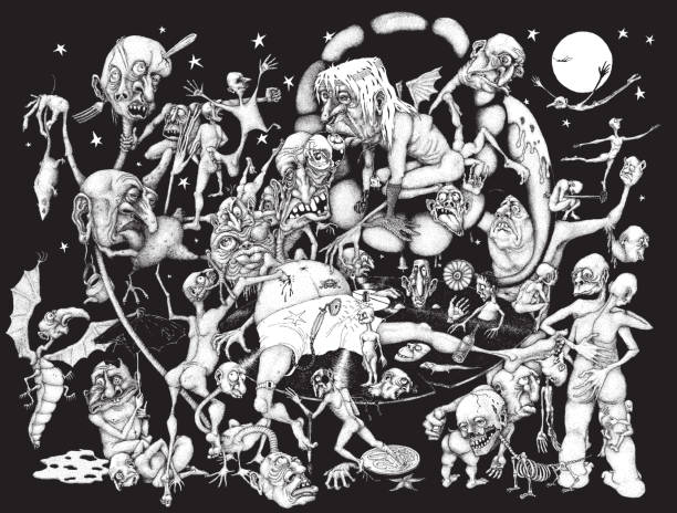 ilustraciones, imágenes clip art, dibujos animados e iconos de stock de pesadillas - horror ilustraciones