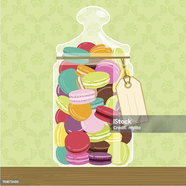 Bocal À Cookies Pleine De Macarons Vecteurs libres de droits et plus d'images vectorielles de Macaron - Macaron, Pot - Récipient, En verre