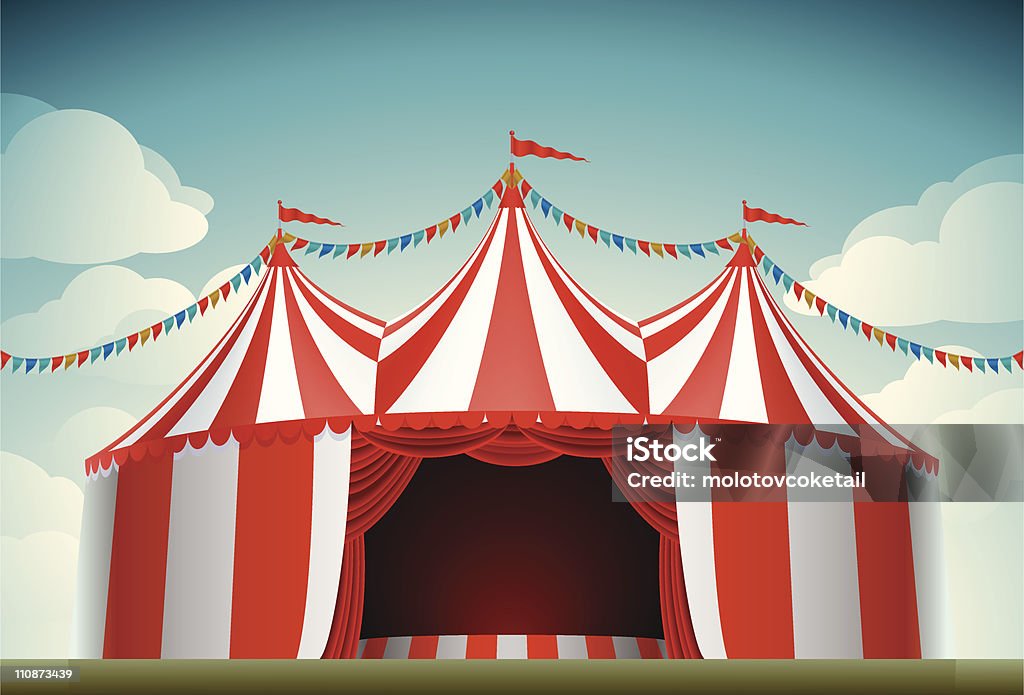 circus tent A retro circus tent with clouds in the background. Circus stock vector