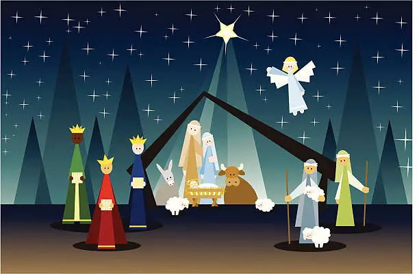 Vector illustration of Nativity scene