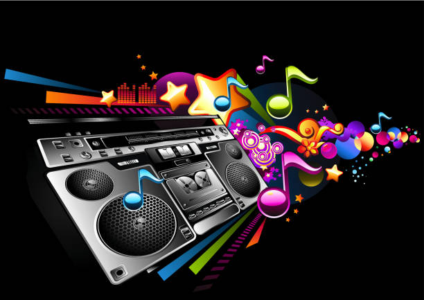 Trendy Boombox Stock Illustration - Download Image Now - Backgrounds, Hip  Hop Music, Musical Note - iStock