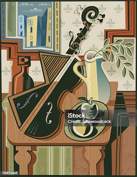 Still Life With Music Stock Illustration - Download Image Now - Painting - Art Product, Cubism, 1920-1929