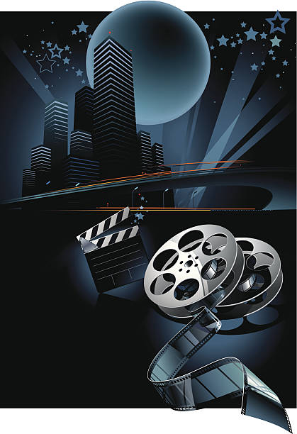 Cinema vector composition Cinema vector composition with film slate, scenery video stock illustrations