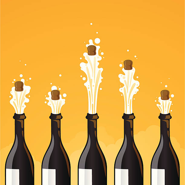 Champagne Celebration Champagne bottles bursting with copy space. office parties stock illustrations