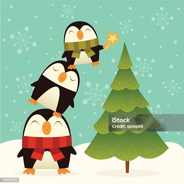 Ilustración de Árbol De Navidad Decorators y más Vectores Libres de Derechos de Pingüino - Pingüino, Navidad, Decorar