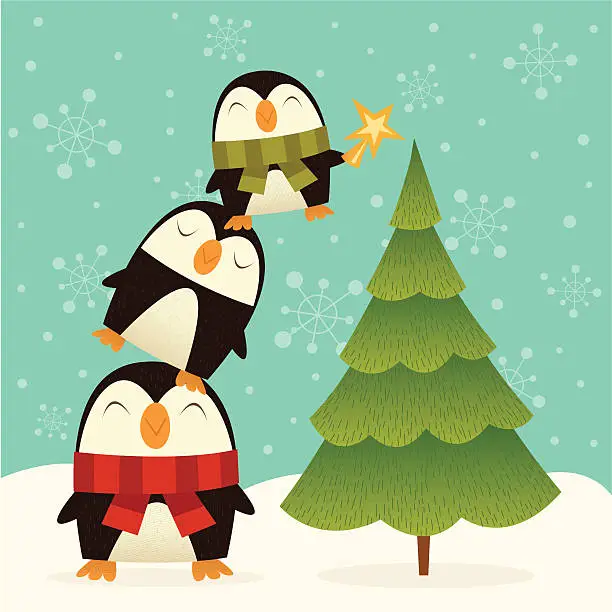 Vector illustration of Christmas Tree Decorators
