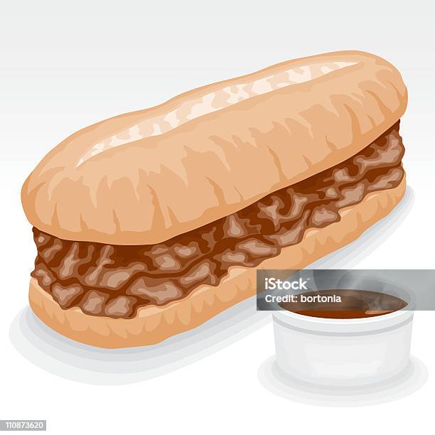 Dip Français Sandwich Vecteurs libres de droits et plus d'images vectorielles de Aliment rôti - Aliment rôti, Aliment émincé, Alimentation lourde
