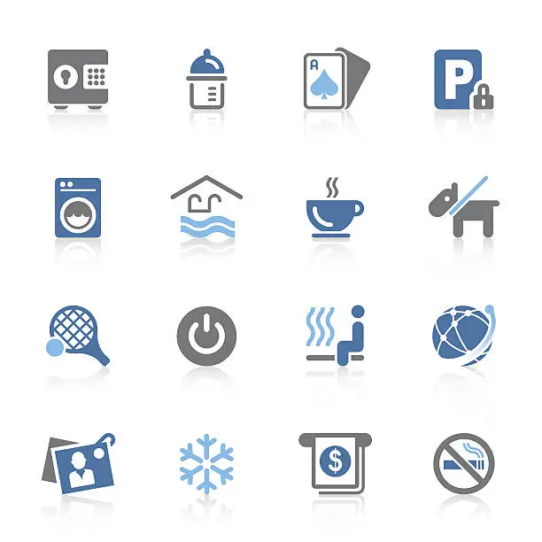 Vector illustration of hotel amenity icons | azur series