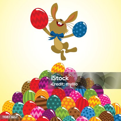 istock Easter egg painted and bunny 110873657