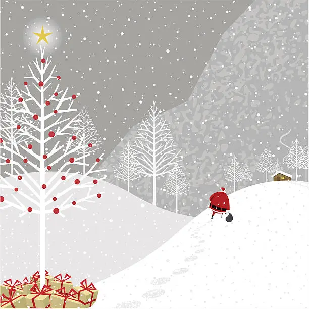 Vector illustration of Cartoon illustration of Santa Claus delivering presents