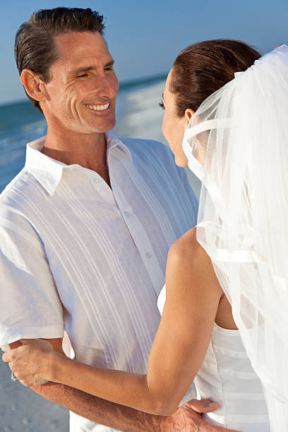 istock Bride & Groom Married Couple at Beach Wedding 110875749