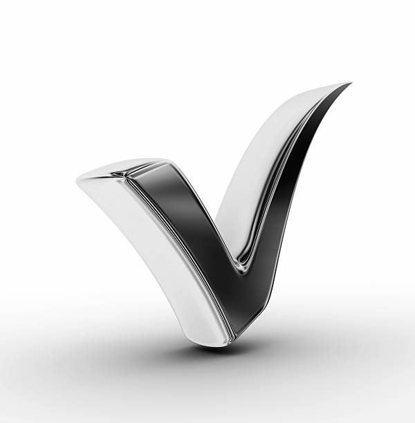 istock 3d illustration of silver check mark 110880336