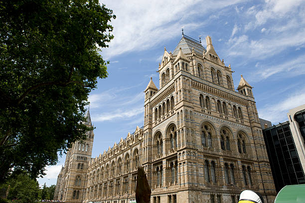 Exterior of the Natural History Museum in London England UK on a cloudy day.