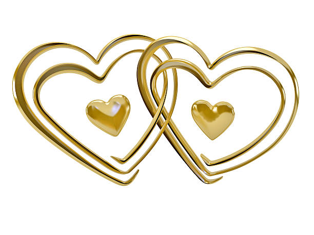 istock Gold hearts attached together 110890550