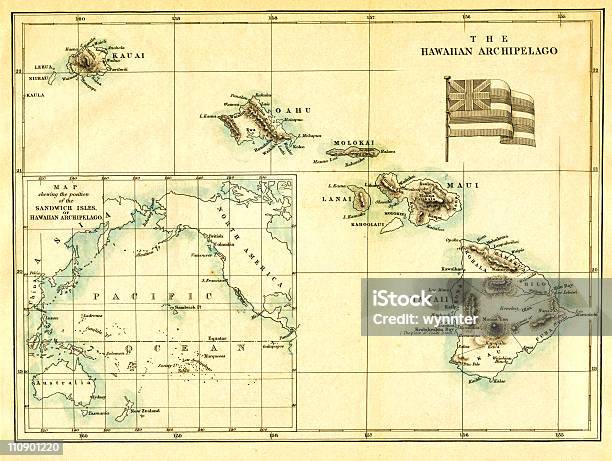하와이 앤틱형 맵 빅 아일랜드-하와이 제도에 대한 스톡 사진 및 기타 이미지 - 빅 아일랜드-하와이 제도, 하와이 제도, 지도