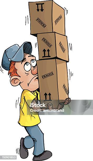 Cartoon Human Stack Cartoon Man Carrying Stack Of Boxes Stock Illustration - Download Image ...
