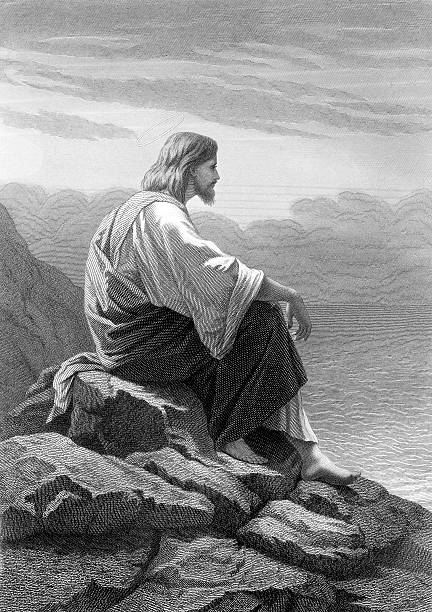 Christ Rests by the Sea  jesus christ illustrations stock illustrations
