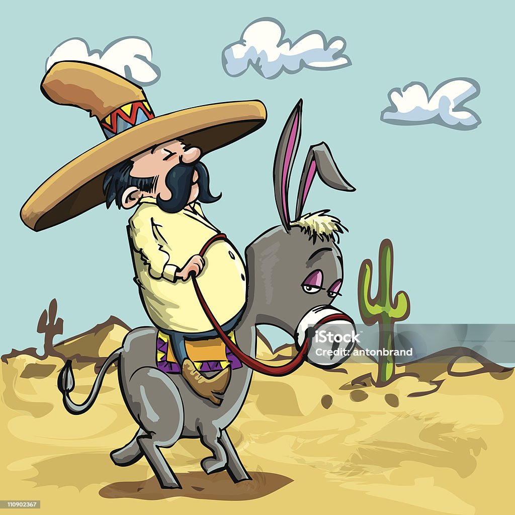 Dessin animé d'âne mexicain de cheval - clipart vectoriel de Baudet libre de droits