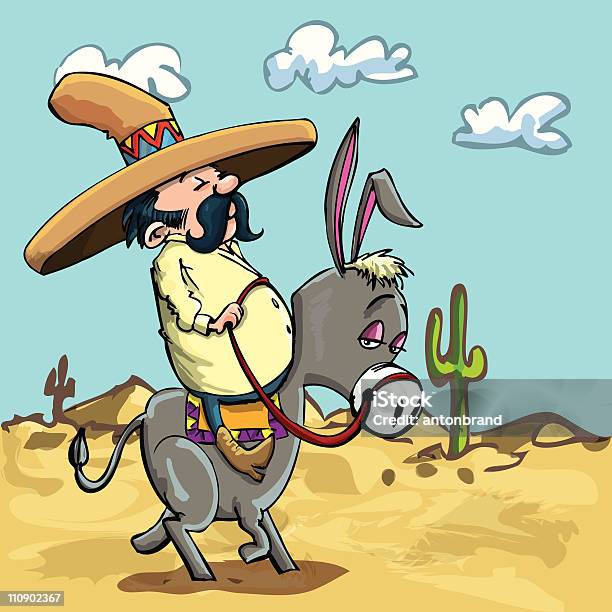 Dessin Animé Dâne Mexicain De Cheval Vecteurs libres de droits et plus d'images vectorielles de Baudet - Baudet, Bonheur, Cactus