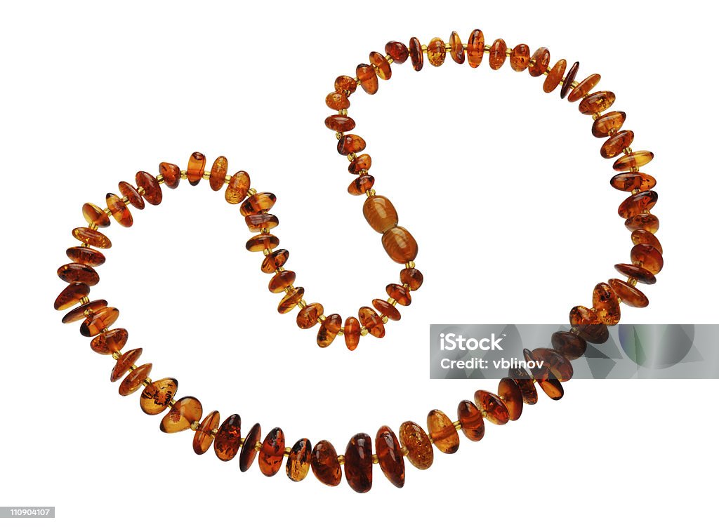 Amber necklace, isolated  Amber Stock Photo