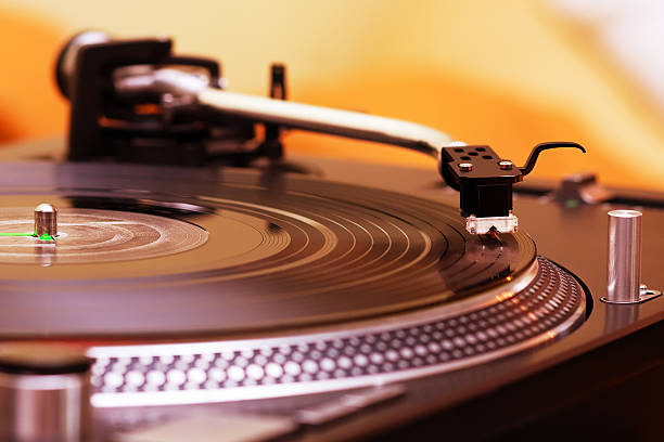 istock A close-up of a vinyl record playing on a turntable 110905267