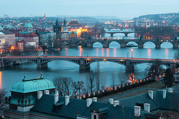 istock Prague bridges in evening lights 110916586