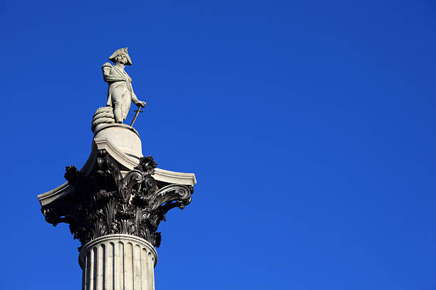Nelson’s Column Nelson’s Column monument rises to nearly 185 feet in the centre of Trafalgar Square London England it was erected to celebrate Horatio Nelson's great victory at Trafalgar over Napoleon in admiral nelson stock pictures, royalty-free photos & images