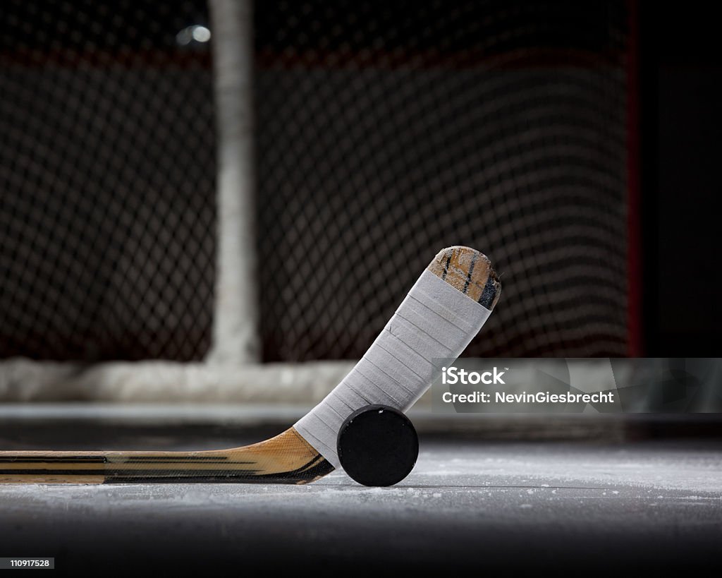 Disco, barra y Net (horizontal - Foto de stock de Disco de hockey libre de derechos