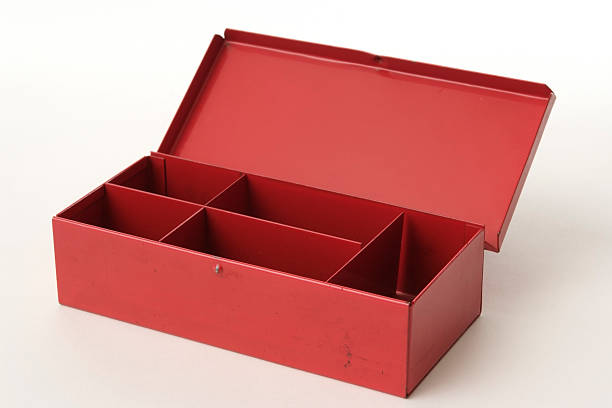 istock Isolated shot of opened red toolbox on white background 110918408