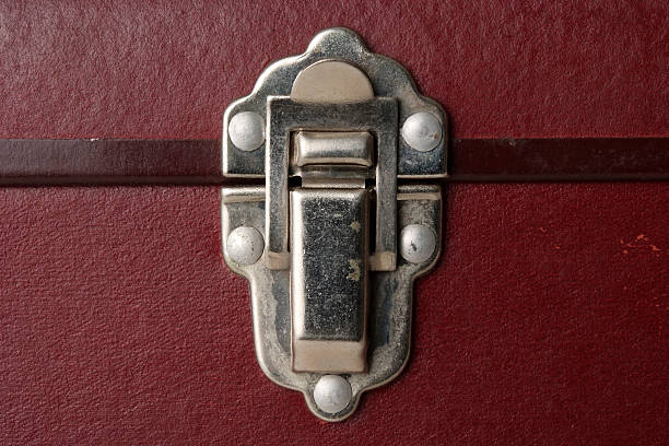 istock Close-up of antique brown hard case lock 110918453