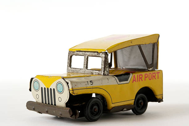 istock Isolated shot of rusty tin toy Jeep on white background 110918550