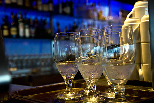 istock Glasses with water on bar counter 110922320